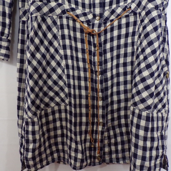 Maison Scotch Gingham Tie Waist Shirt Dress Sz 2 - Picture 4 of 7